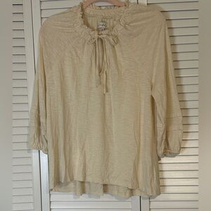 Wonderly Blouse Women’s Peasant Ivory Tie Front Petite Medium